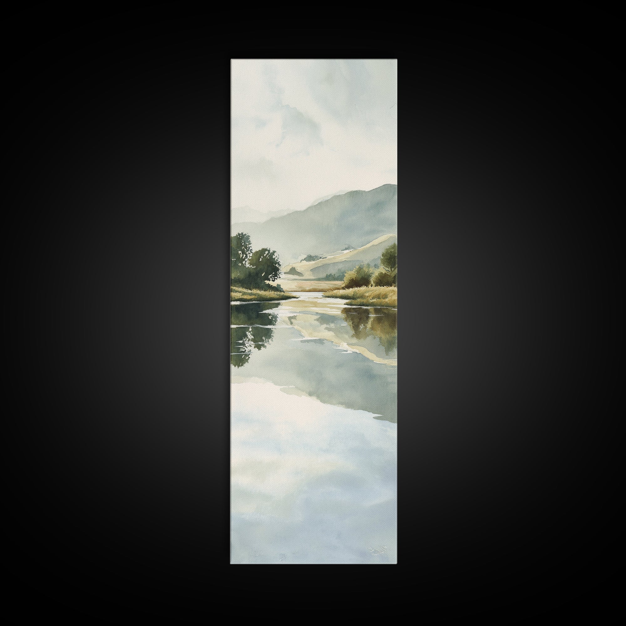 Peaceful Lake Reflection at Dawn Canvas Print, Waiting Room Art, Minimalist Wall Art, Waiting Room Decor, Fine Art, Calm, WRA-1x3-88
