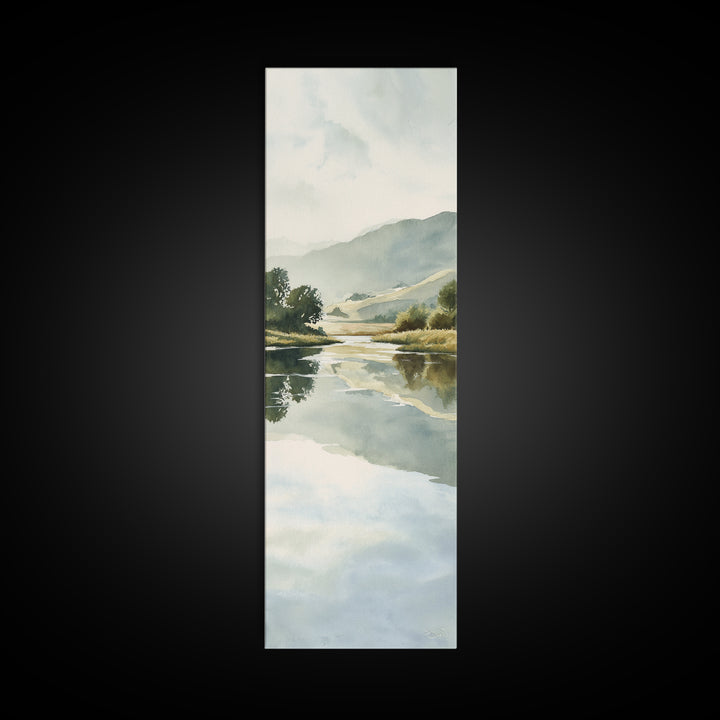 Peaceful Lake Reflection at Dawn Canvas Print, Waiting Room Art, Minimalist Wall Art, Waiting Room Decor, Fine Art, Calm, WRA-1x3-88