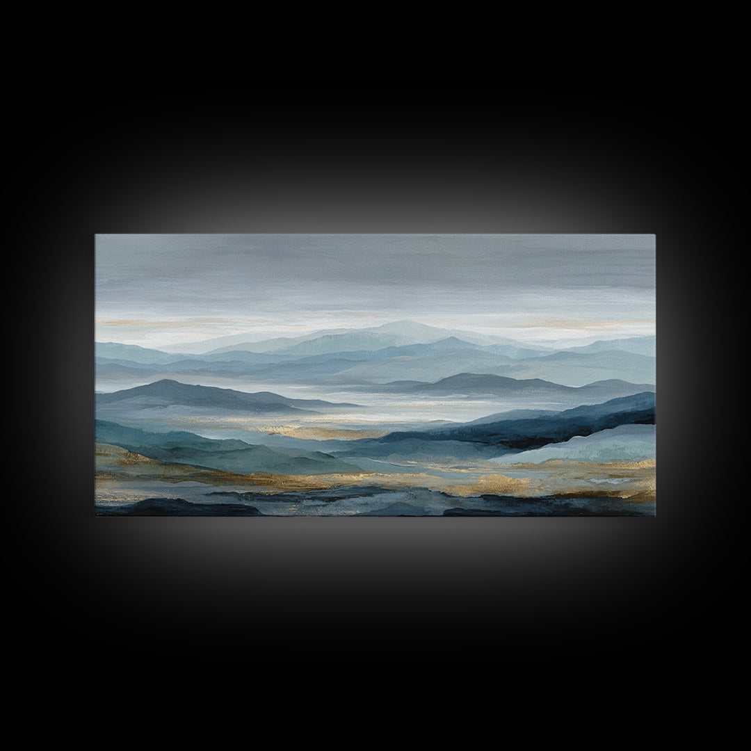 Simple Mountain Layers Framed Canvas Print, Waiting Room Art, Art Print, Waiting Room Decor, Fine Art, Calm, Abstract Art, WRA-2x1-10
