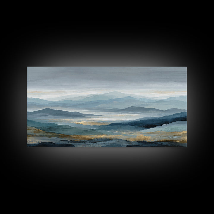 Simple Mountain Layers Framed Canvas Print, Waiting Room Art, Art Print, Waiting Room Decor, Fine Art, Calm, Abstract Art, WRA-2x1-10