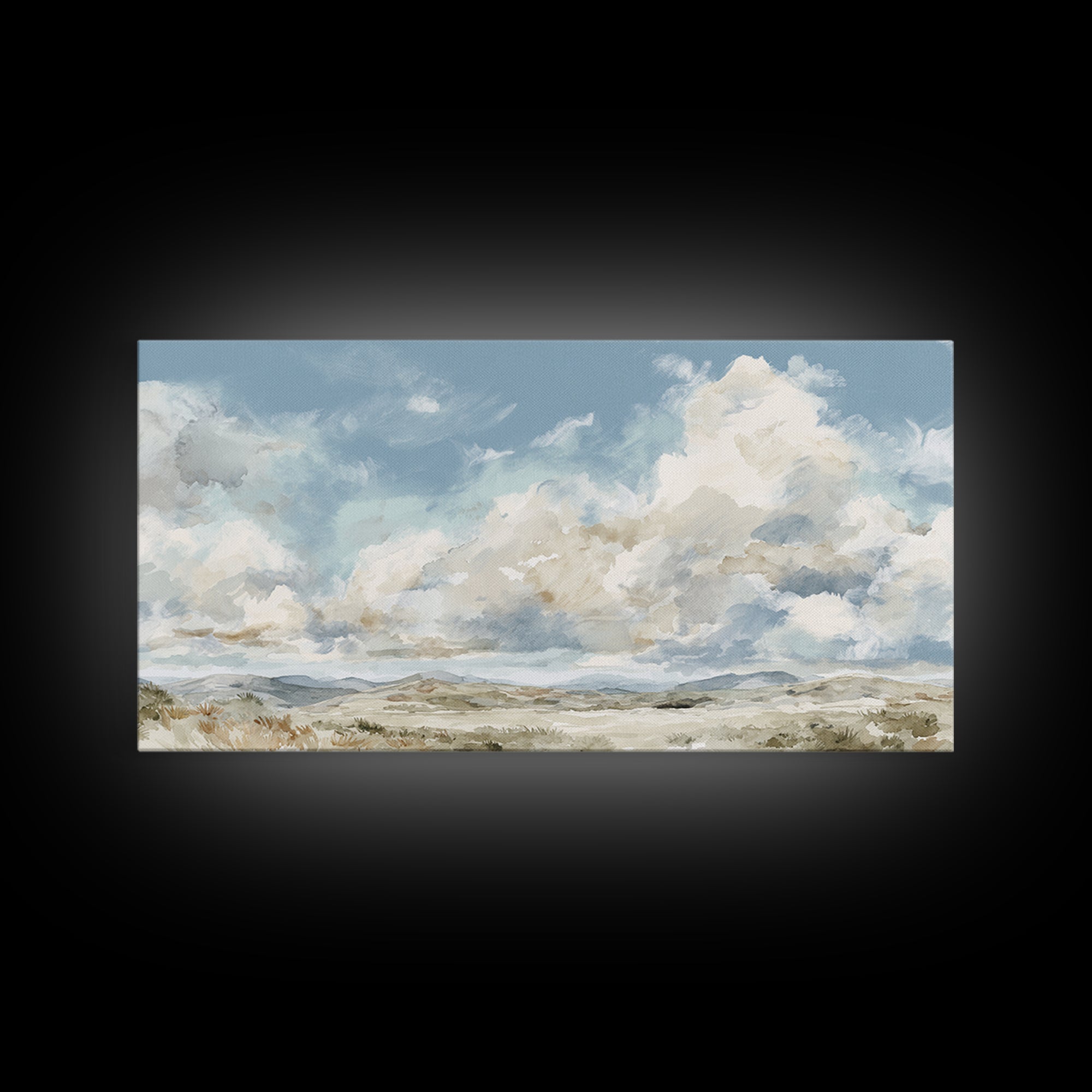 Large Cloudscape with Hopeful Light Framed Canvas Print, Waiting Room Art, Art Print, Waiting Room Decor, Fine Art, Calm, WRA-2x1-12