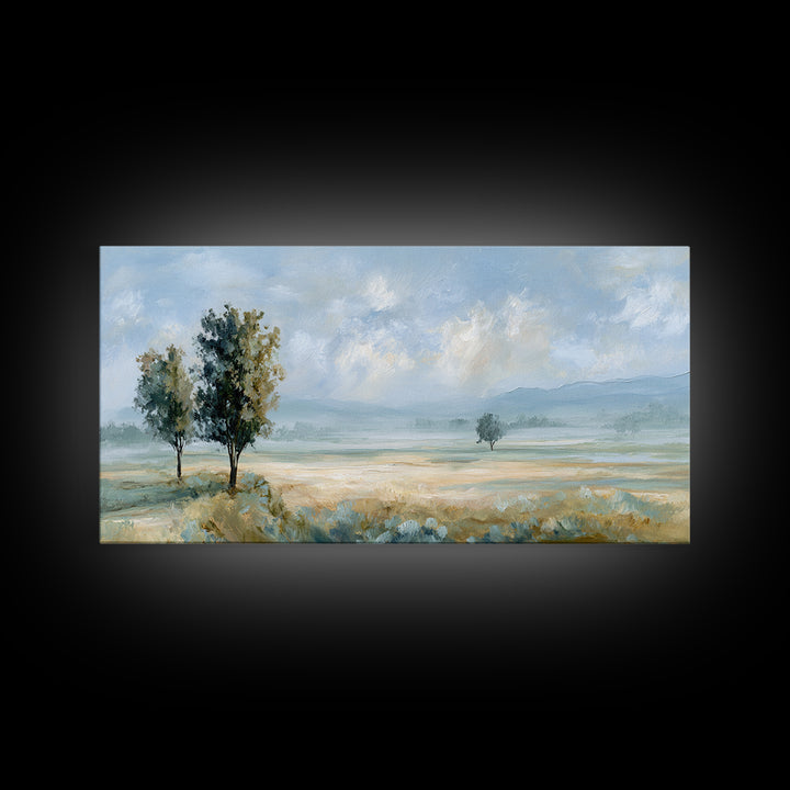 Open Field with Distant Tree Framed Canvas Print, Waiting Room Art, Therapy Office Decor, Waiting Room Decor, Fine Art, Calm, WRA-2x1-19