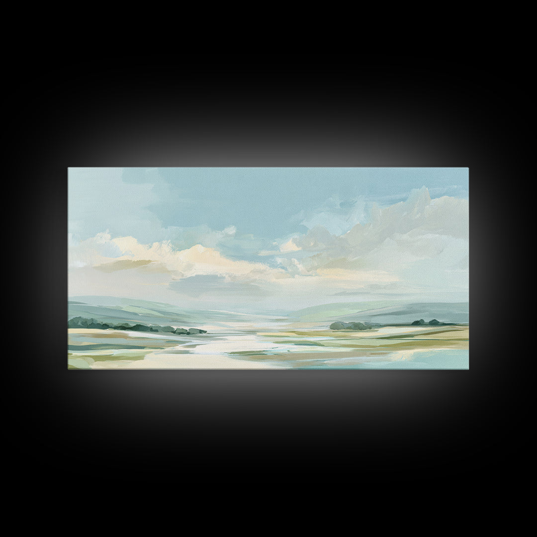 Calming Landscape with Open Sky and Gentle Canvas Print, Waiting Room Art, Wall Art, Waiting Room Decor, Fine Art, Calm, WRA-2x1-21