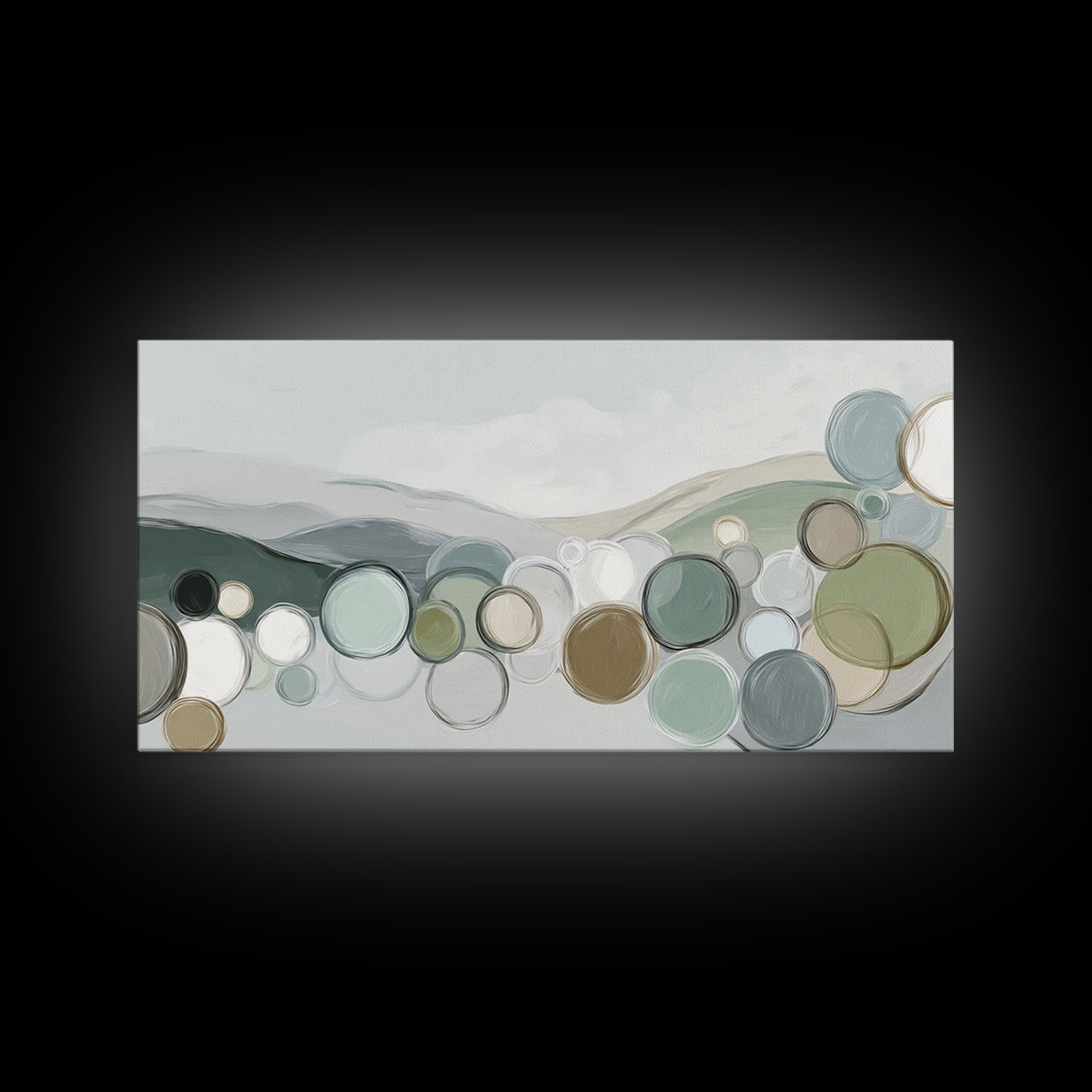 Abstract Circles Suggesting Calm Movement Framed Canvas Print, Waiting Room Art, Luxury Decor, Waiting Room Decor, Calm, WRA-2x1-30