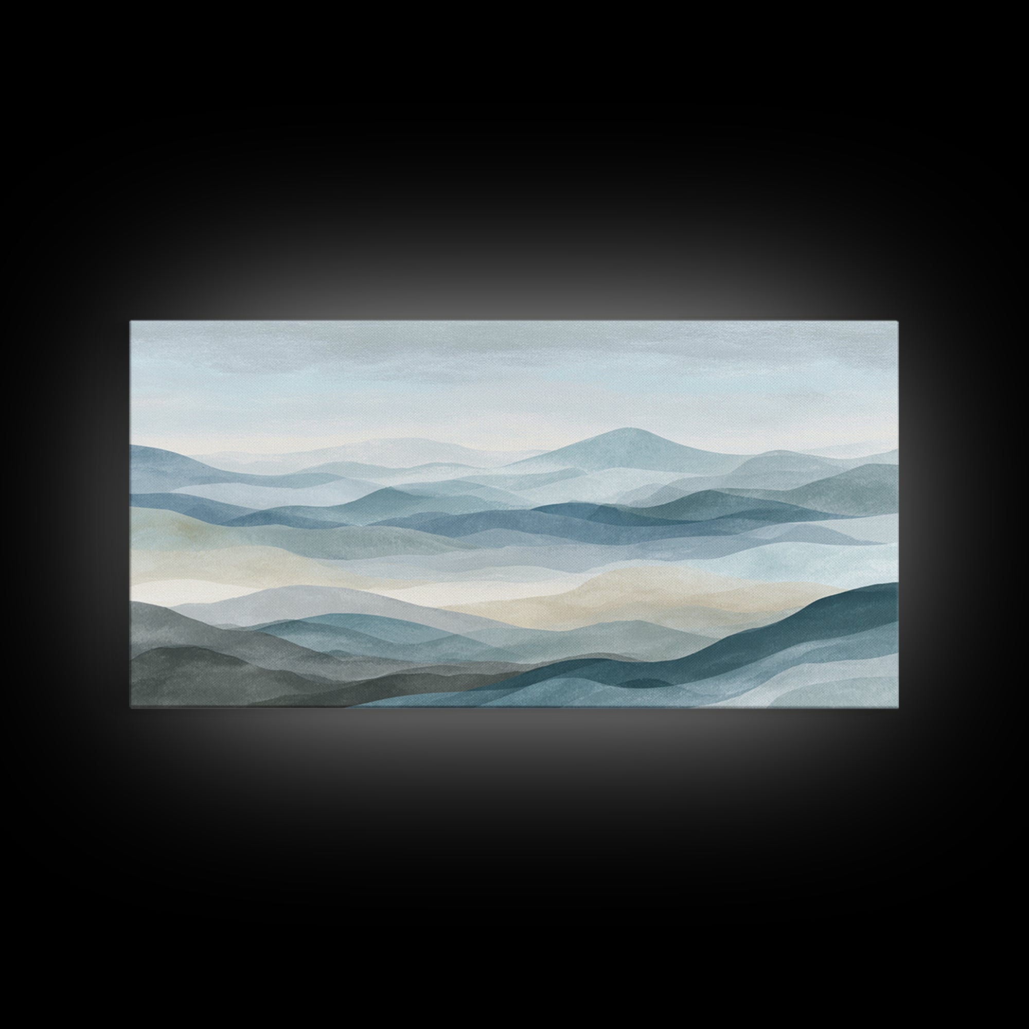 Simple Mountain Layers Framed Canvas Print, Waiting Room Art, Art Print, Waiting Room Decor, Fine Art, Calm, Abstract Art, WRA-2x1-34