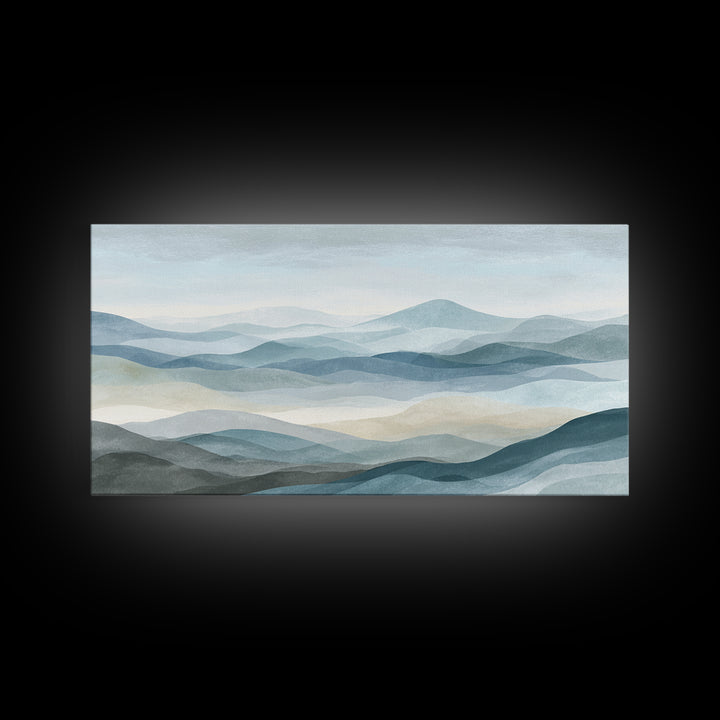 Simple Mountain Layers Framed Canvas Print, Waiting Room Art, Art Print, Waiting Room Decor, Fine Art, Calm, Abstract Art, WRA-2x1-34