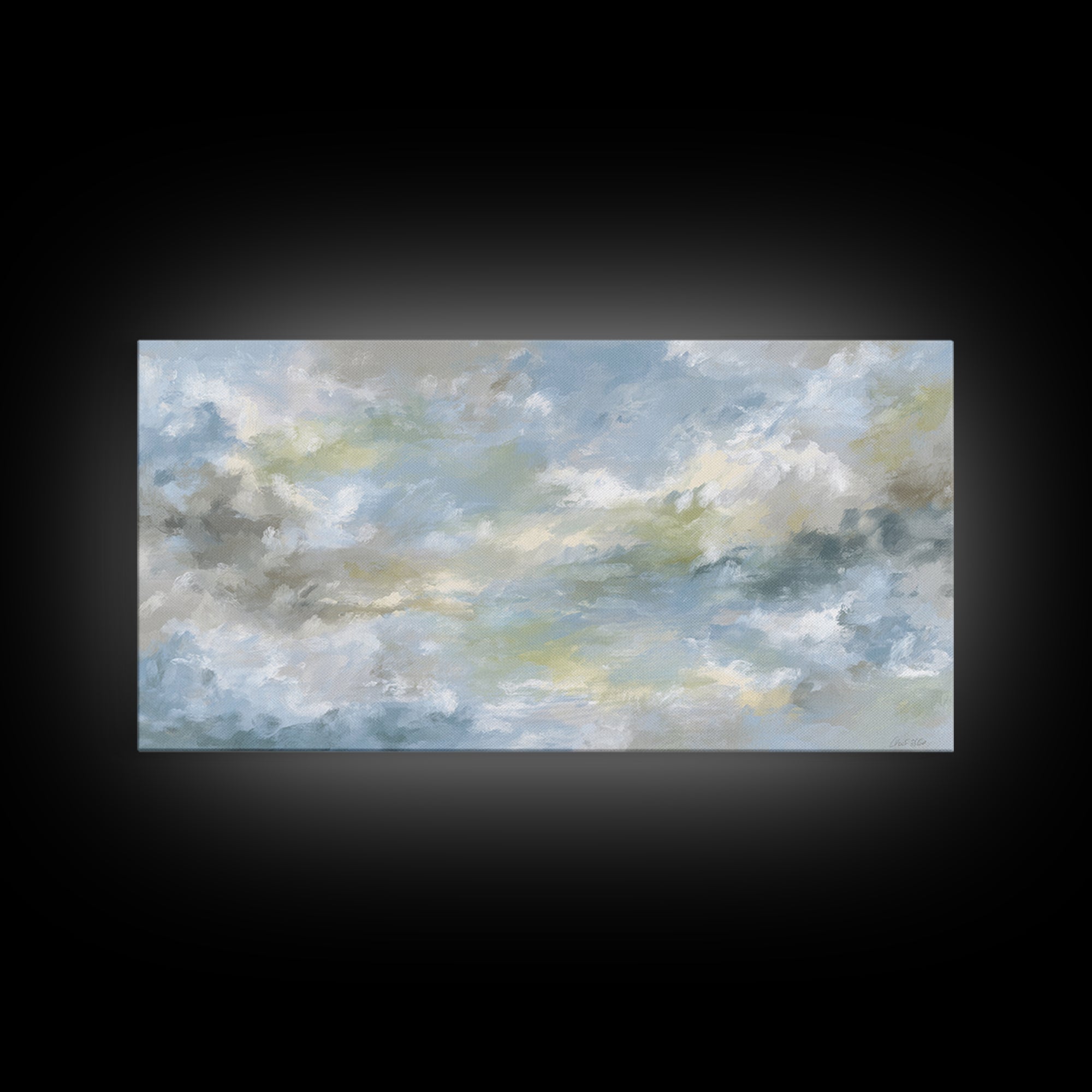 Large Cloudscape with Hopeful Light Canvas Print, Waiting Room Art, Wall Art, Waiting Room Decor, Watercolor Art, Calm, WRA-2x1-36