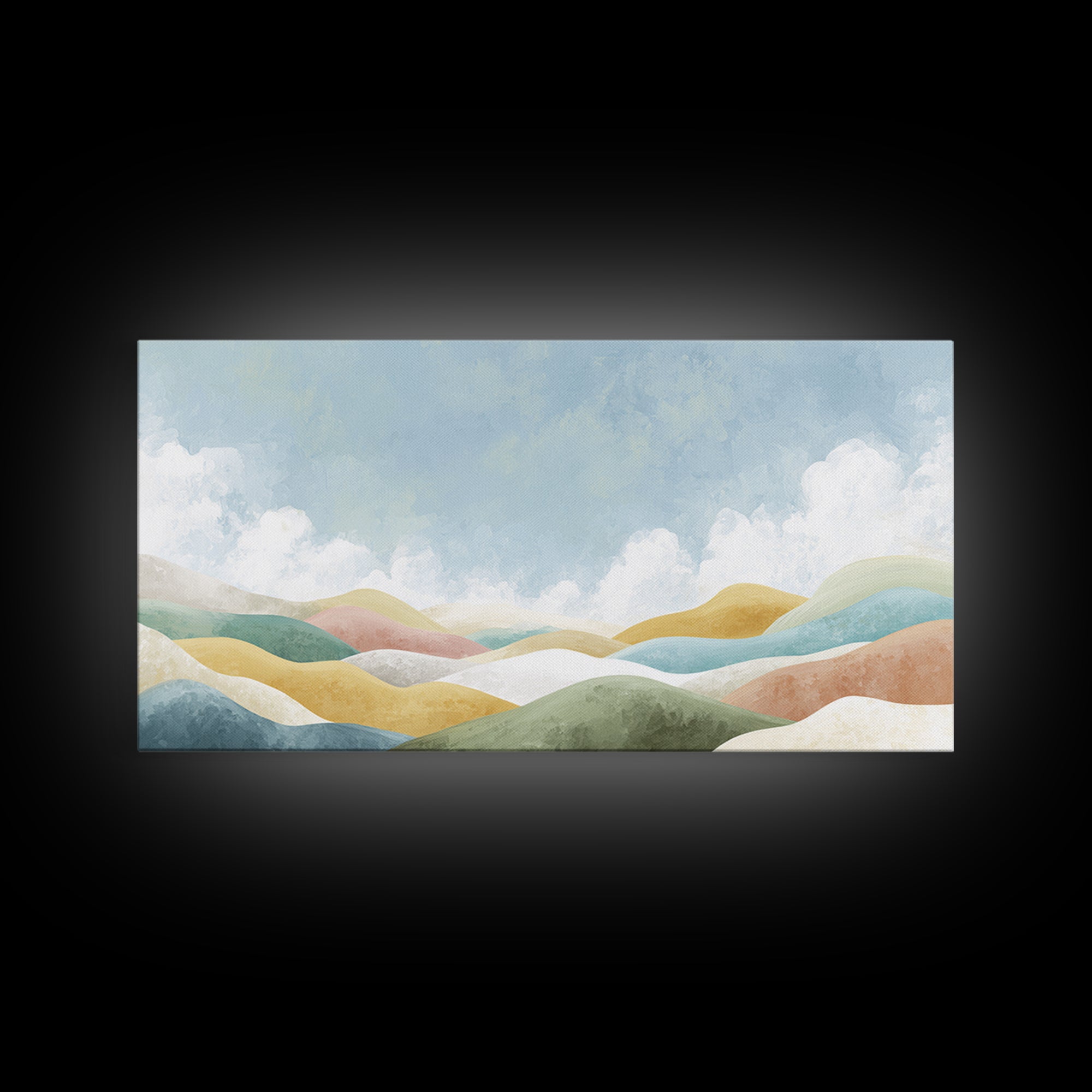 Pastel Rainbow Shapes for Pediatric Spaces Framed Canvas Print, Waiting Room Art, Fine Art Print, Waiting Room Decor, WRA-2x1-38