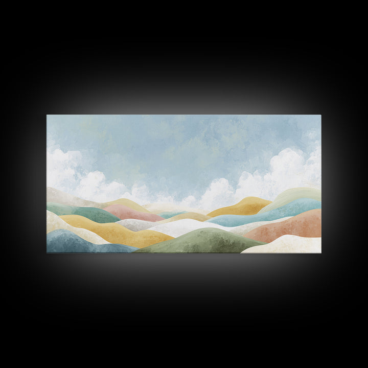Pastel Rainbow Shapes for Pediatric Spaces Framed Canvas Print, Waiting Room Art, Fine Art Print, Waiting Room Decor, WRA-2x1-38