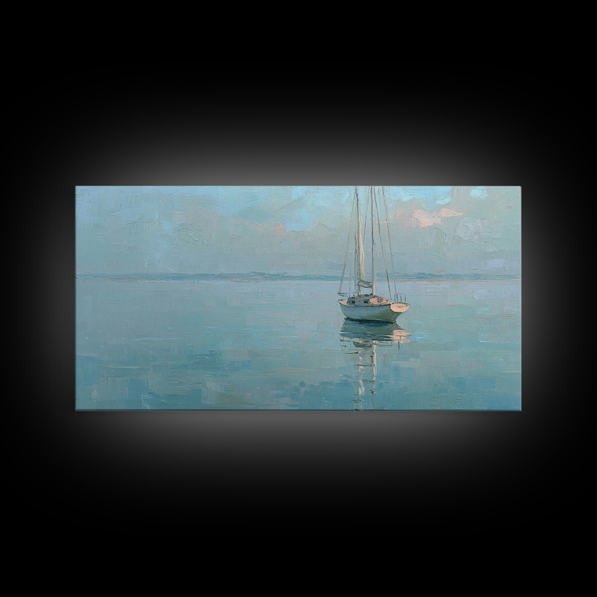 Quiet Sailboat on Calm Water Canvas Print, Waiting Room Art, Printable Wall Art, Waiting Room Decor, Oil Painting, Calm, WRA-2x1-39