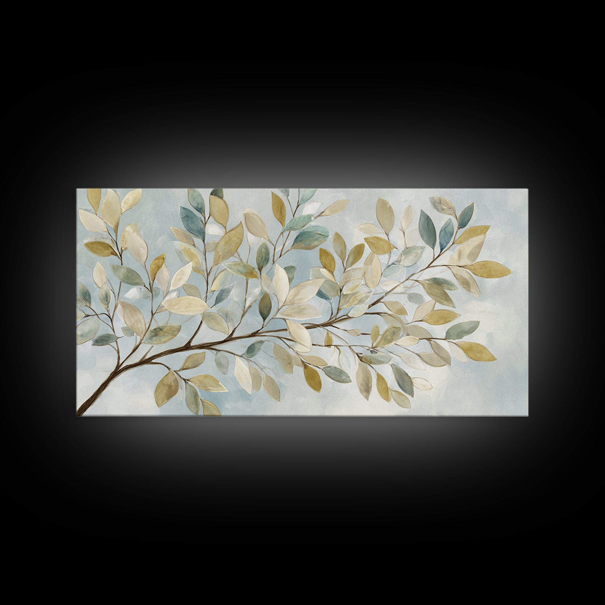 Neutral Botanical Branch Canvas Print, Waiting Room Art, Living Room Wall Art, Waiting Room Decor, Watercolor Art, Calm, WRA-2x1-47