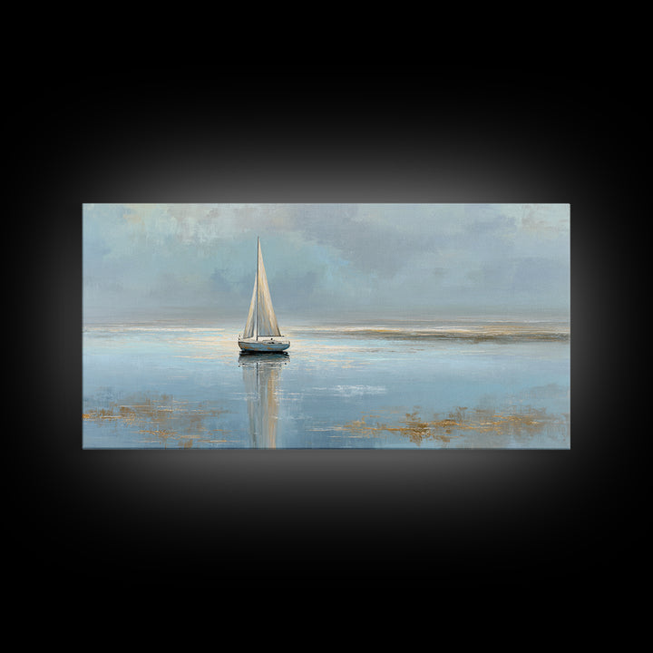 Quiet Sailboat on Calm Water Canvas Print, Waiting Room Art, Minimalist Wall Art, Waiting Room Decor, Fine Art, Calm, WRA-2x1-63