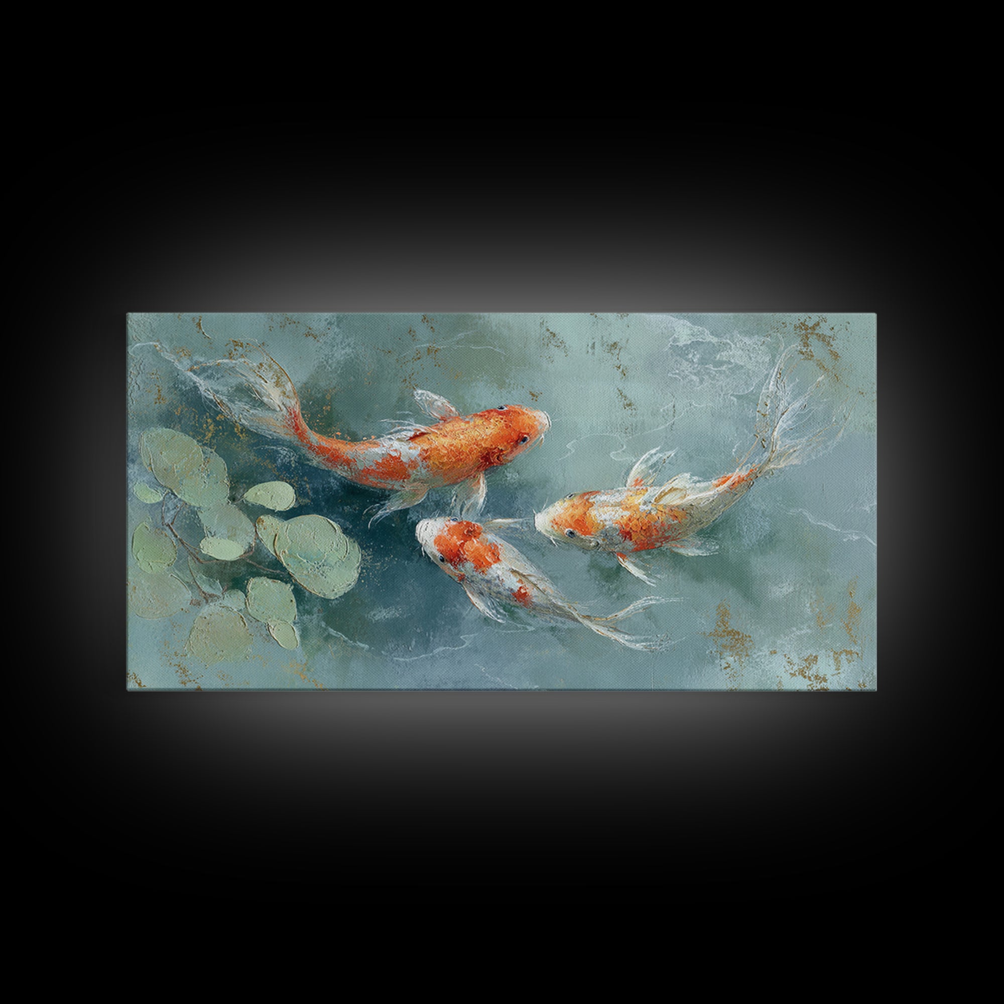 Gentle Koi Fish Canvas Print, Waiting Room Art, Textured Painting, Waiting Room Decor, Watercolor Art, Calm, Printable Art, WRA-2x1-66
