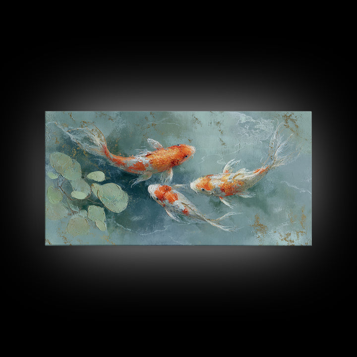 Gentle Koi Fish Canvas Print, Waiting Room Art, Textured Painting, Waiting Room Decor, Watercolor Art, Calm, Printable Art, WRA-2x1-66