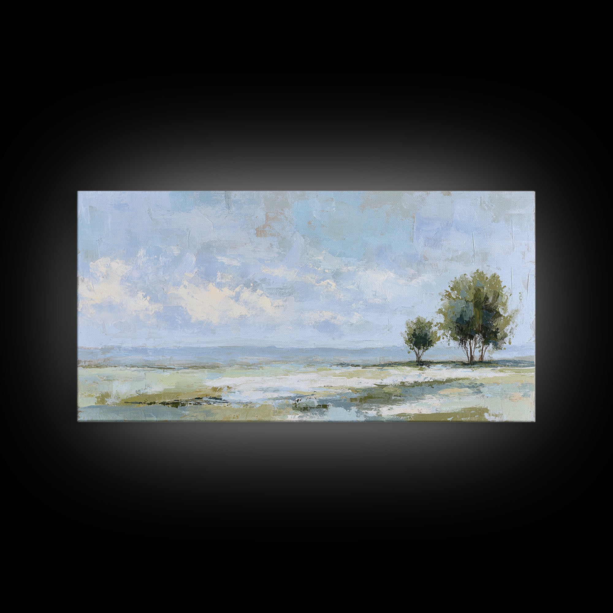 Open Field with Distant Tree Framed Canvas Print, Waiting Room Art, Dental Art, Waiting Room Decor, Fine Art, Calm, WRA-2x1-67