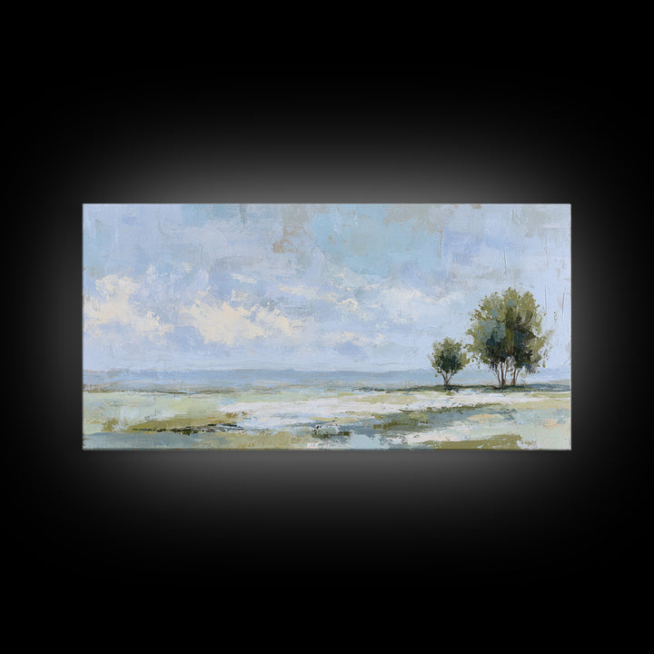 Open Field with Distant Tree Framed Canvas Print, Waiting Room Art, Dental Art, Waiting Room Decor, Fine Art, Calm, WRA-2x1-67
