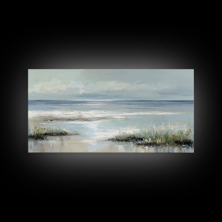 Coastal Horizon with Pale Sand and Water Canvas Print, Waiting Room Art, Bedroom Decor, Waiting Room Decor, Fine Art, Calm, WRA-2x1-77