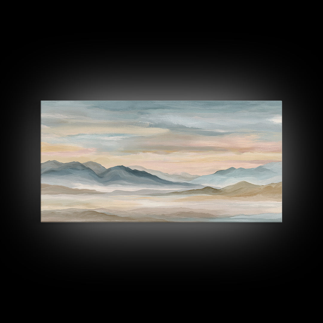 Warm Desert Sunrise Framed Canvas Print, Waiting Room Art, Printable Art, Waiting Room Decor, Watercolor Art, Calm, WRA-2x1-81