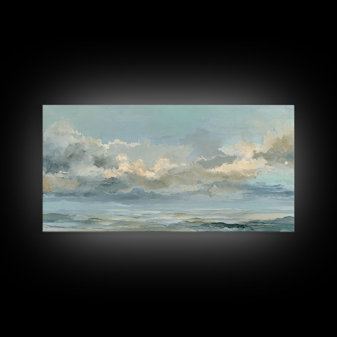 Large Cloudscape with Hopeful Light Framed Canvas Print, Waiting Room Art, Gallery Wall Art, Waiting Room Decor, Fine Art, Calm, WRA-2x1-84