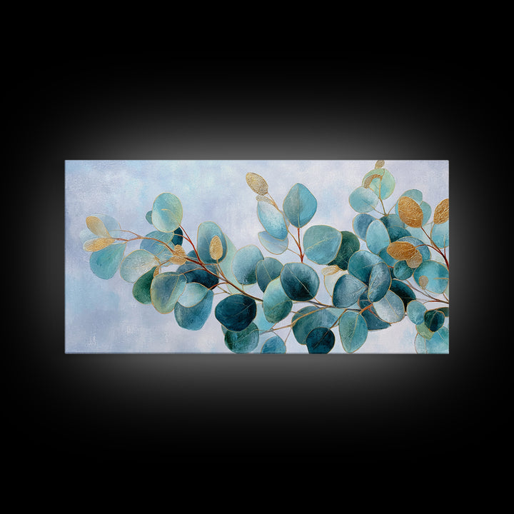 Clean Eucalyptus Leaf Study Framed Canvas Print, Waiting Room Art, Office Wall Art, Waiting Room Decor, Fine Art, Calm, WRA-2x1-85