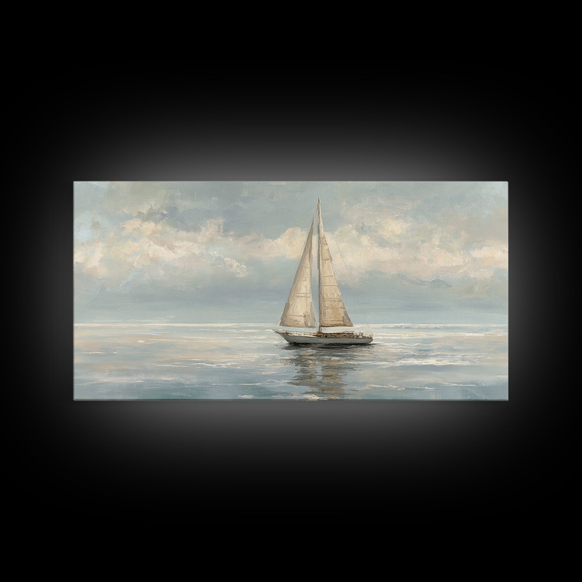 Quiet Sailboat on Calm Water Framed Canvas Print, Waiting Room Art, Digital Art Print, Waiting Room Decor, Fine Art, Calm, WRA-2x1-87