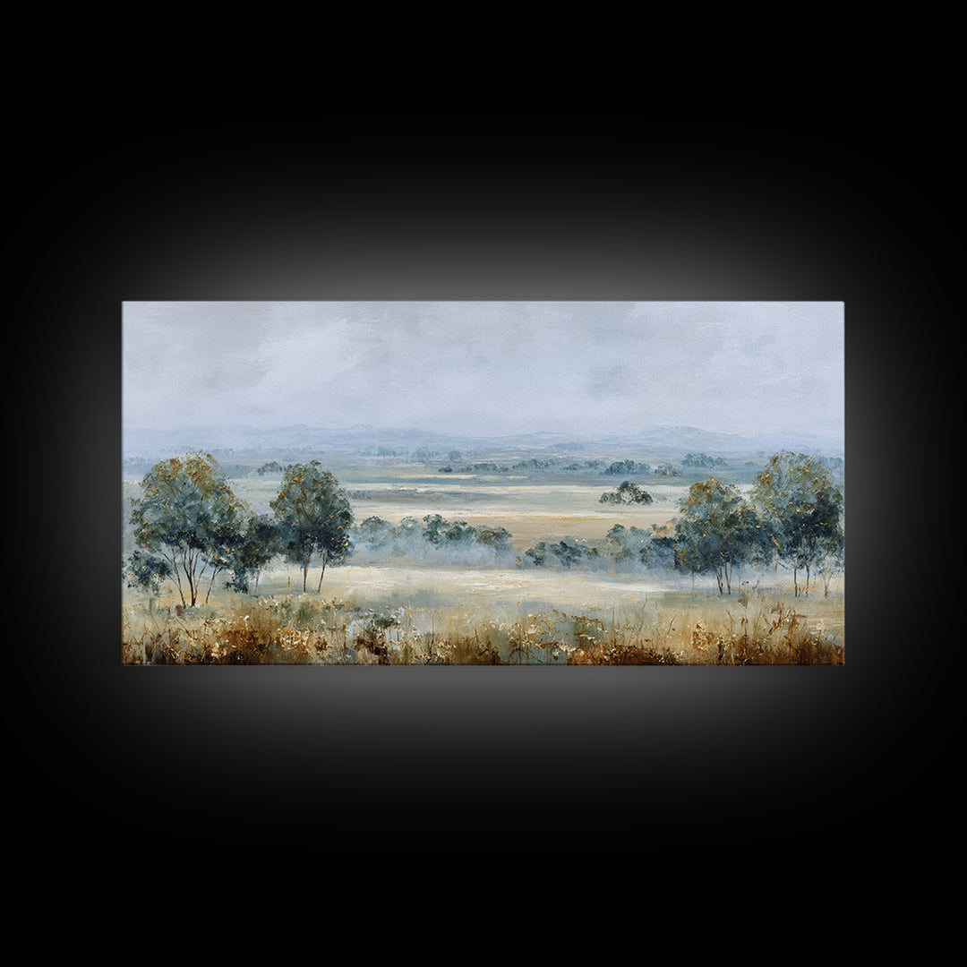 Open Field with Distant Tree Framed Canvas Print, Waiting Room Art, Abstract Art, Waiting Room Decor, Fine Art, Calm, WRA-2x1-91