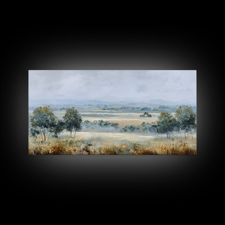 Open Field with Distant Tree Framed Canvas Print, Waiting Room Art, Abstract Art, Waiting Room Decor, Fine Art, Calm, WRA-2x1-91