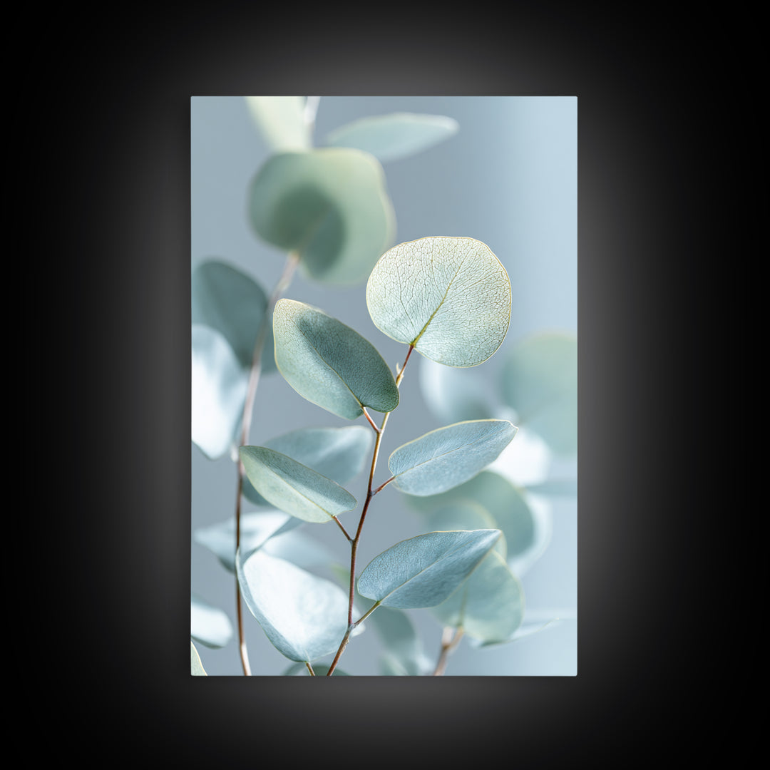 Clean Eucalyptus Leaf Study Framed Canvas Print, Waiting Room Art, Wall Art, Waiting Room Decor, Oil Painting, Calm, WRA-2x3-1