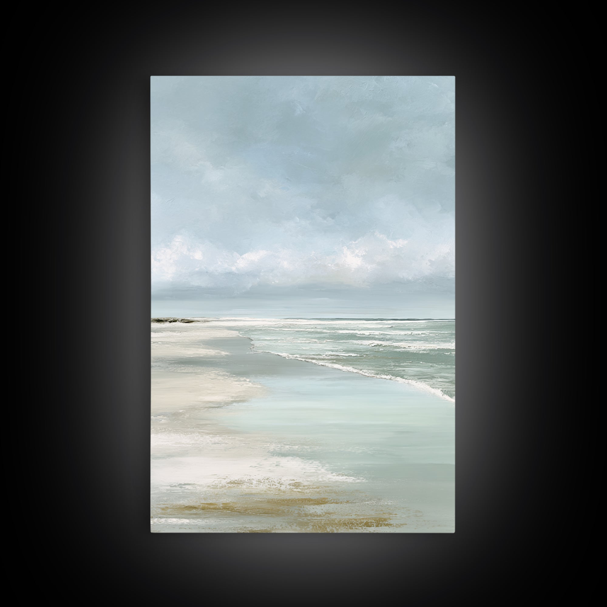 Coastal Horizon with Pale Sand and Water Framed Canvas Print, Waiting Room Art, Printable Wall Art, Waiting Room Decor, Calm, WRA-2x3-17