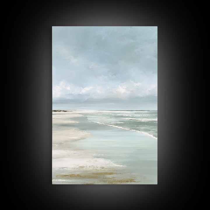 Coastal Horizon with Pale Sand and Water Framed Canvas Print, Waiting Room Art, Printable Wall Art, Waiting Room Decor, Calm, WRA-2x3-17
