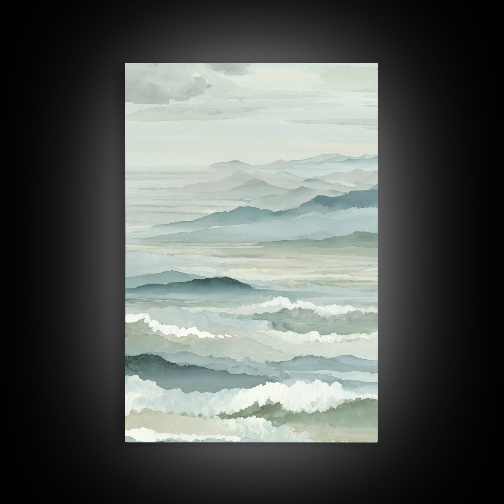Simple Mountain Layers Framed Canvas Print, Waiting Room Art, Textured Painting, Waiting Room Decor, Calm, Printable Art, WRA-2x3-22