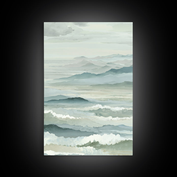 Simple Mountain Layers Framed Canvas Print, Waiting Room Art, Textured Painting, Waiting Room Decor, Calm, Printable Art, WRA-2x3-22