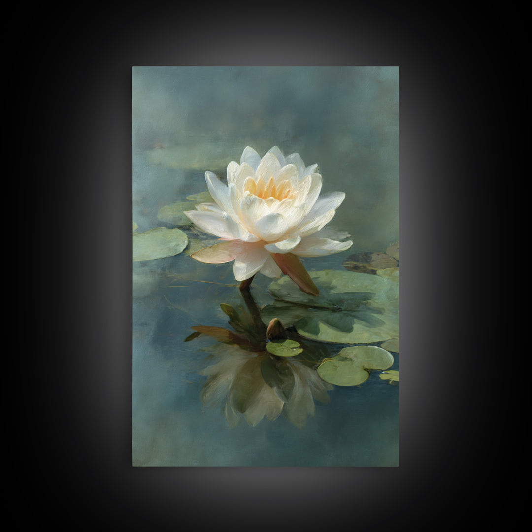 Lotus Flower on Still Water Canvas Print, Waiting Room Art, Art Print, Waiting Room Decor, Fine Art, Calm, Abstract Art, WRA-2x3-23