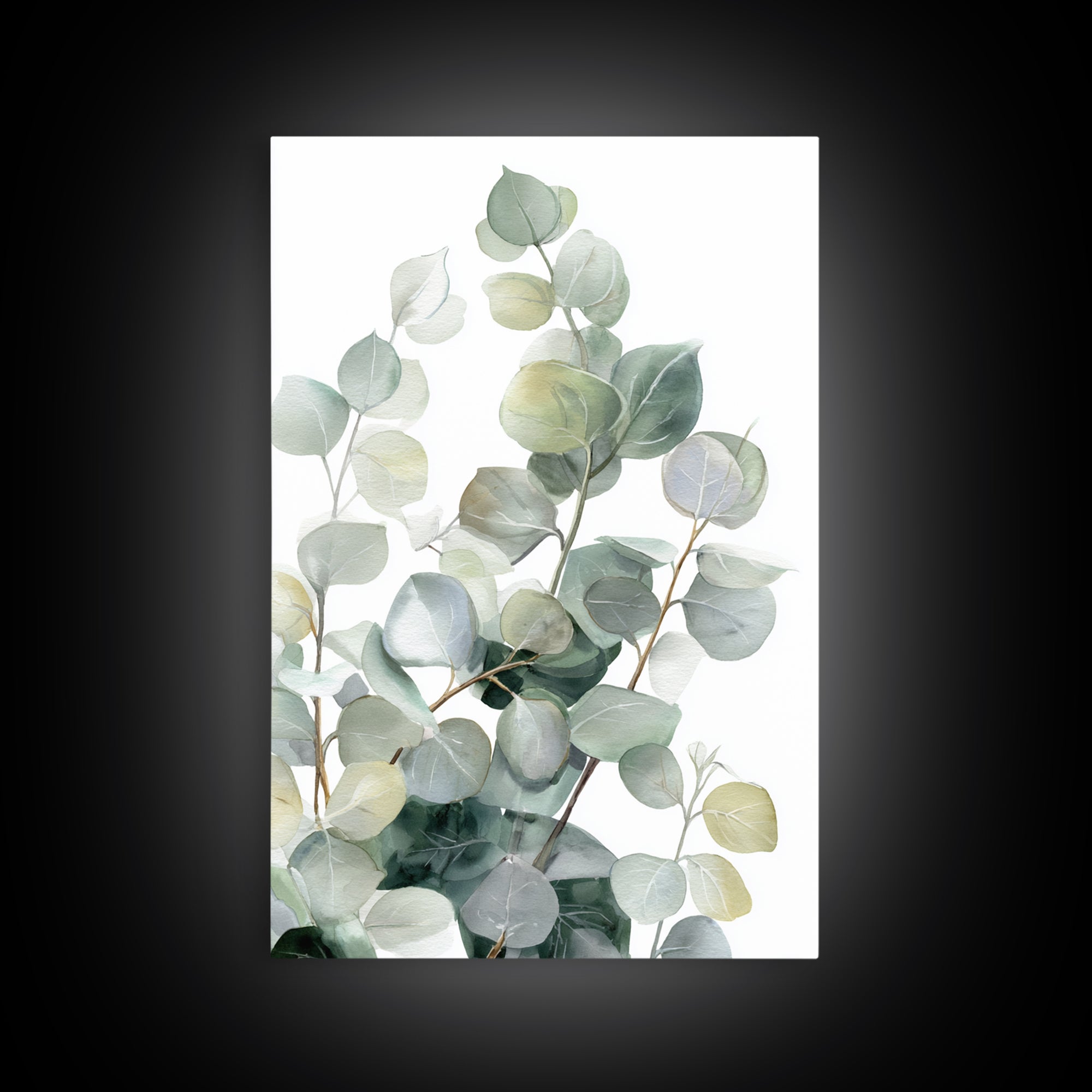 Clean Eucalyptus Leaf Study Framed Canvas Print, Waiting Room Art, Wall Art, Waiting Room Decor, Oil Painting, Calm, WRA-2x3-25