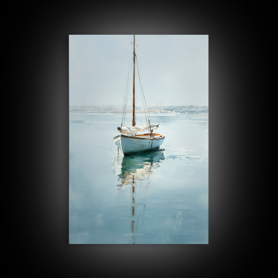Quiet Sailboat on Calm Water Canvas Print, Waiting Room Art, Fine Art Print, Waiting Room Decor, Watercolor Art, Calm, WRA-2x3-27