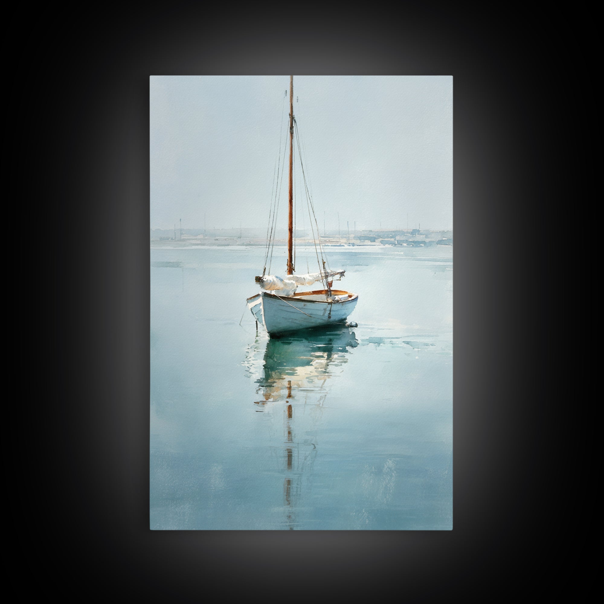 Quiet Sailboat on Calm Water Canvas Print, Waiting Room Art, Fine Art Print, Waiting Room Decor, Watercolor Art, Calm, WRA-2x3-27