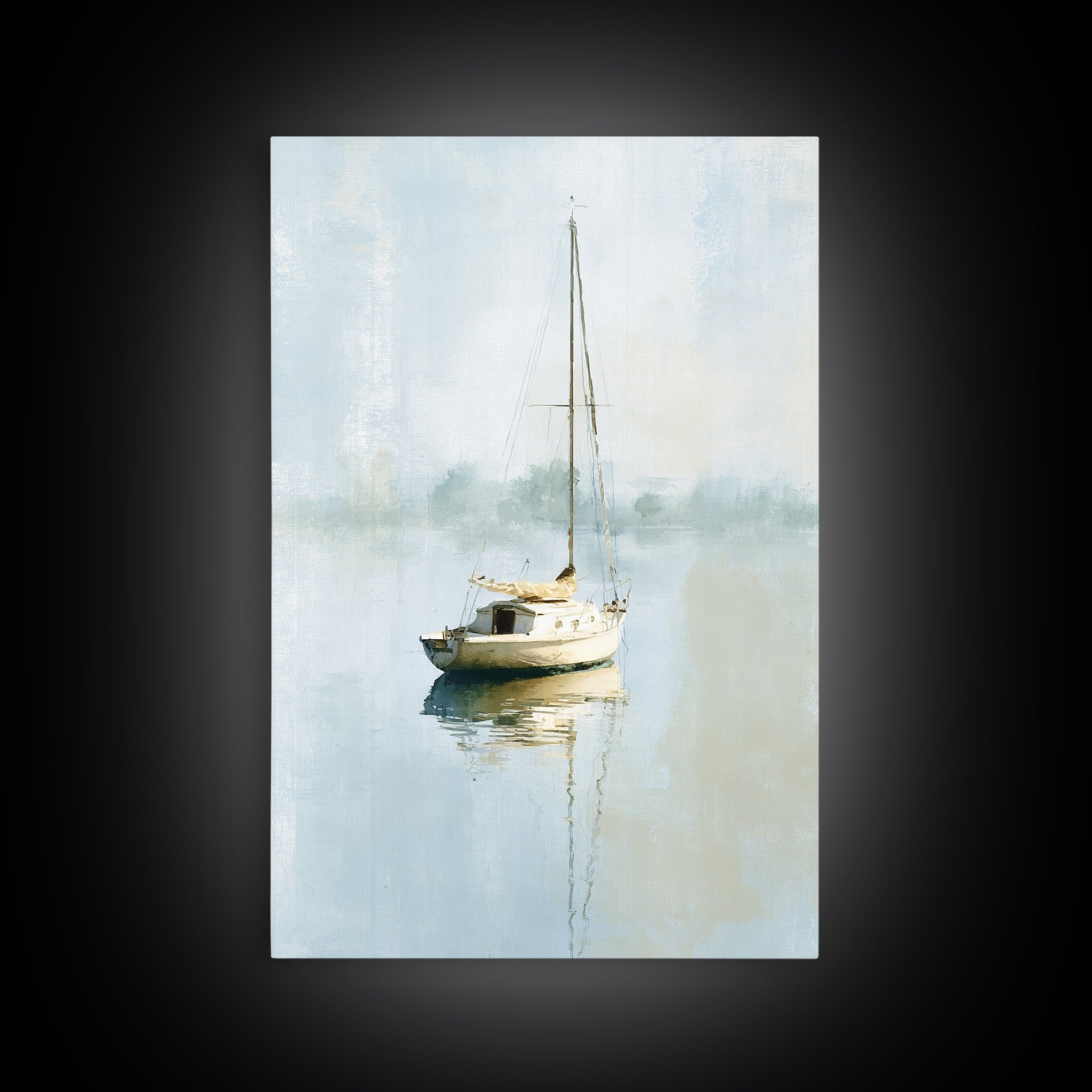 Quiet Sailboat on Calm Water Framed Canvas Print, Waiting Room Art, Dental Art, Waiting Room Decor, Fine Art, Calm, WRA-2x3-3