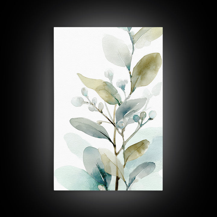 Neutral Botanical Branch Canvas Print, Waiting Room Art, Waiting Room Decor, Watercolor Art, Calm, Office Wall Art, WRA-2x3-35