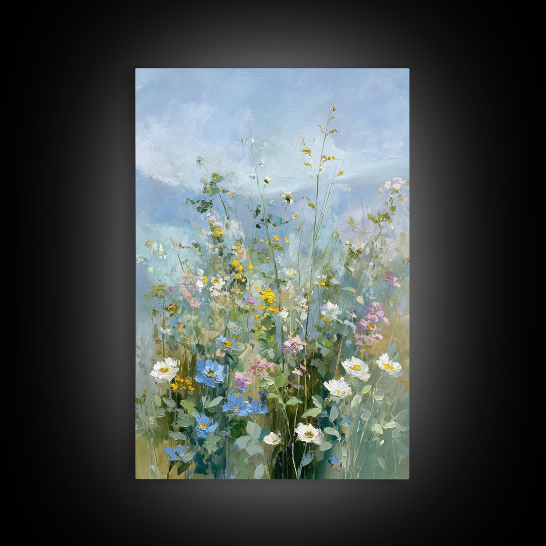 Sunlit Meadow with Wildflowers Canvas Print, Waiting Room Art, Fine Art Print, Waiting Room Decor, Watercolor Art, Calm, WRA-2x3-40