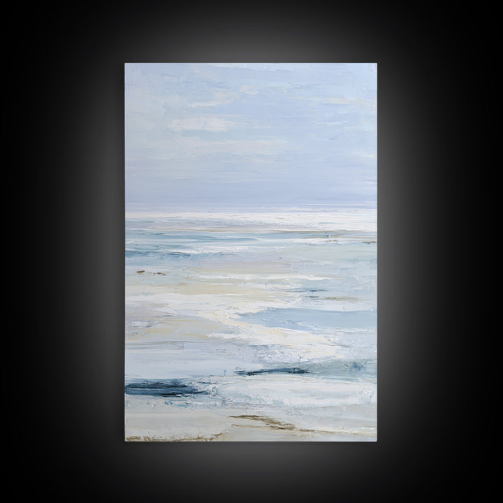 Coastal Horizon with Pale Sand and Water Framed Canvas Print, Waiting Room Art, Printable Wall Art, Waiting Room Decor, Calm, WRA-2x3-41