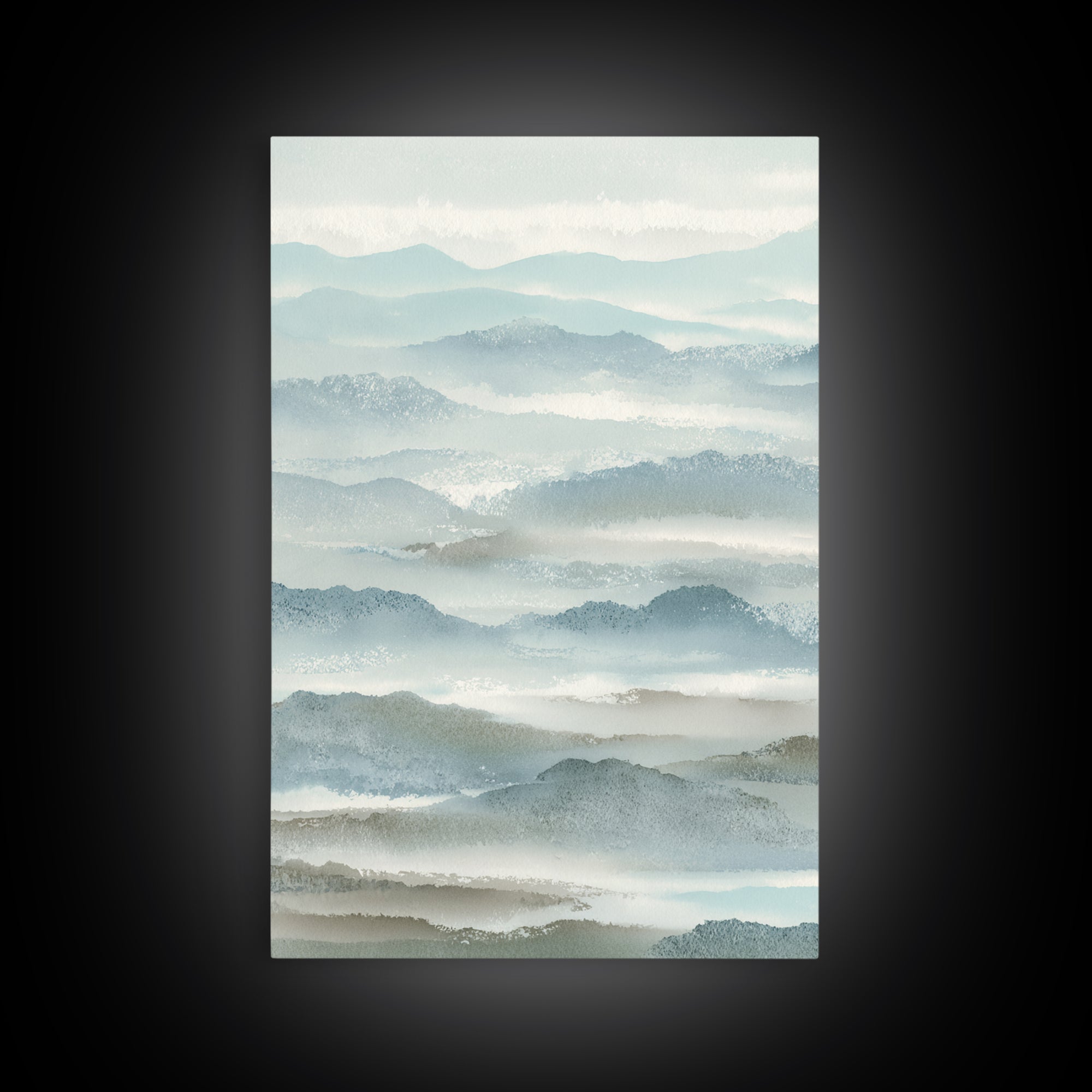 Simple Mountain Layers Framed Canvas Print, Waiting Room Art, Textured Painting, Waiting Room Decor, Calm, Printable Art, WRA-2x3-46