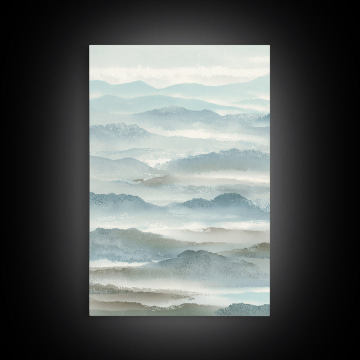 Simple Mountain Layers Framed Canvas Print, Waiting Room Art, Textured Painting, Waiting Room Decor, Calm, Printable Art, WRA-2x3-46