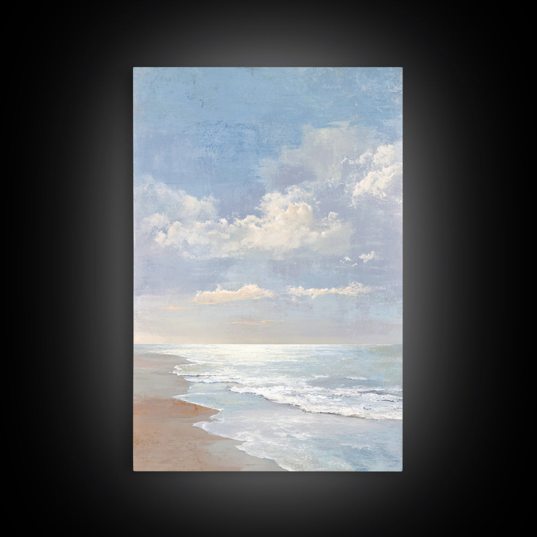 Coastal Horizon with Pale Sand and Water Canvas Print, Waiting Room Art, Office Wall Art, Waiting Room Decor, Oil Painting, WRA-2x3-65
