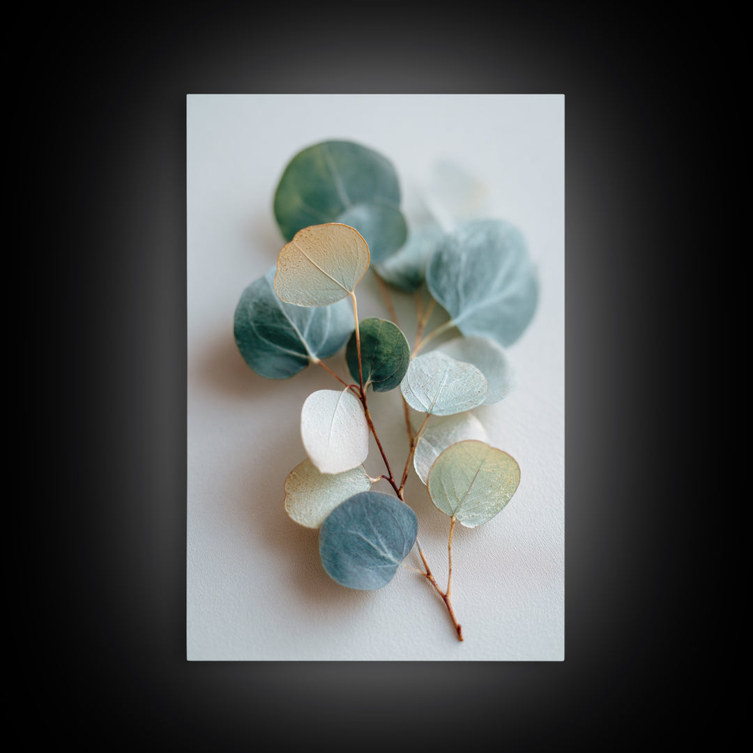 Clean Eucalyptus Leaf Study Framed Canvas Print, Waiting Room Art, Living Room Wall Art, Waiting Room Decor, Watercolor Art, WRA-2x3-73