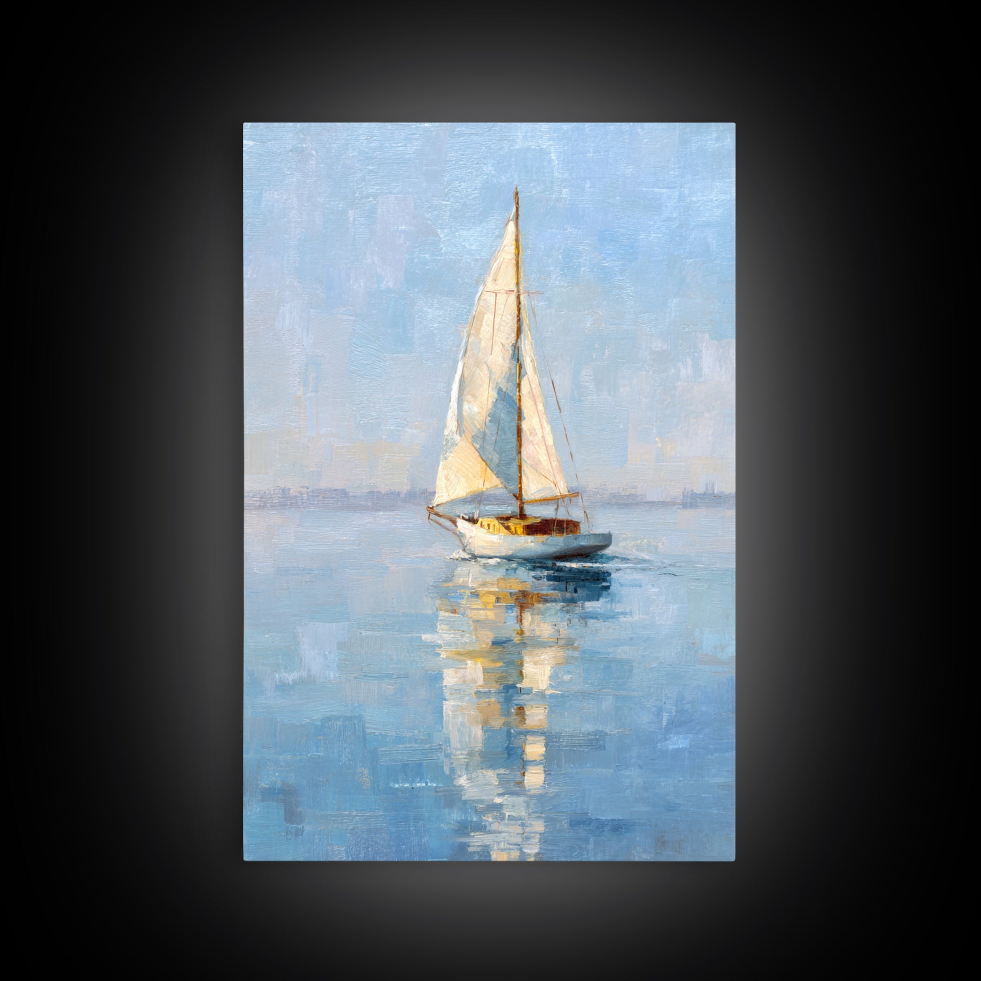 Quiet Sailboat on Calm Water Framed Canvas Print, Waiting Room Art, Abstract Art, Waiting Room Decor, Fine Art, Calm, WRA-2x3-75