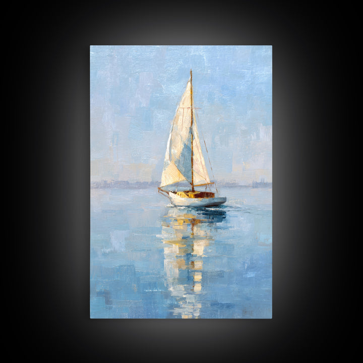 Quiet Sailboat on Calm Water Framed Canvas Print, Waiting Room Art, Abstract Art, Waiting Room Decor, Fine Art, Calm, WRA-2x3-75