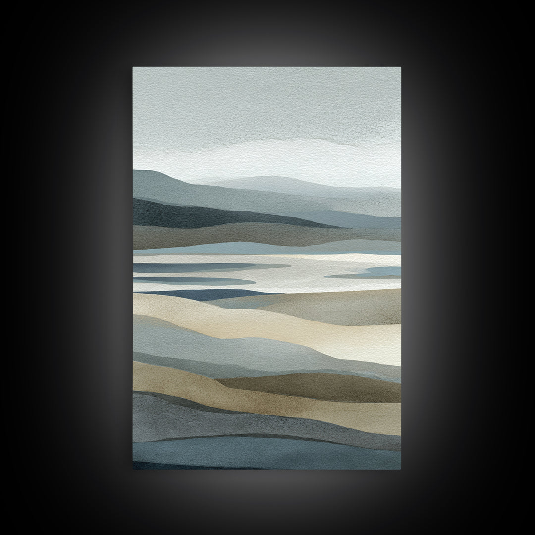 Simple Mountain Layers Framed Canvas Print, Waiting Room Art, Bedroom Decor, Waiting Room Decor, Fine Art, Calm, Abstract, WRA-2x3-94