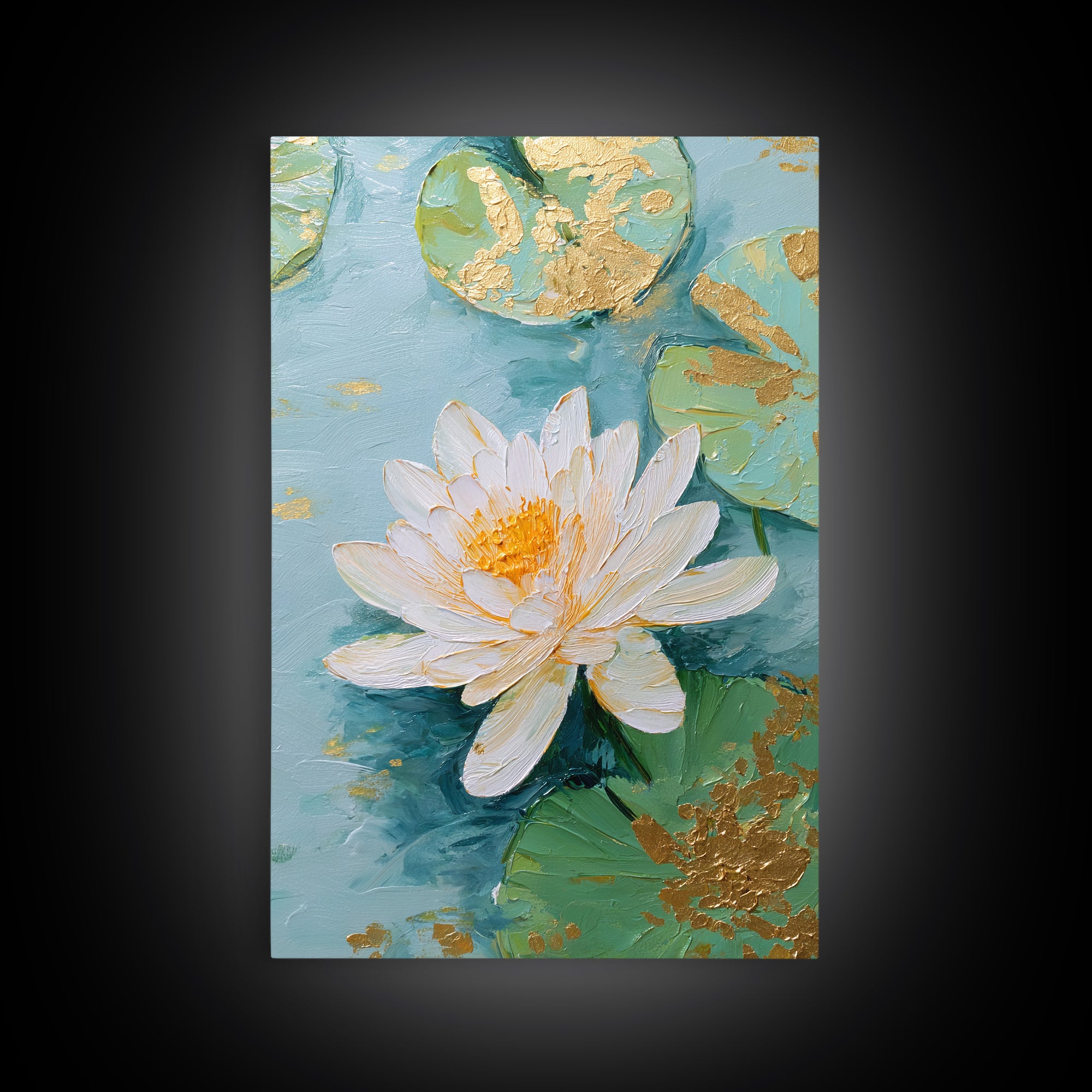 Lotus Flower on Still Water Canvas Print, Waiting Room Art, Gallery Wall Art, Waiting Room Decor, Watercolor Art, Calm, WRA-2x3-95