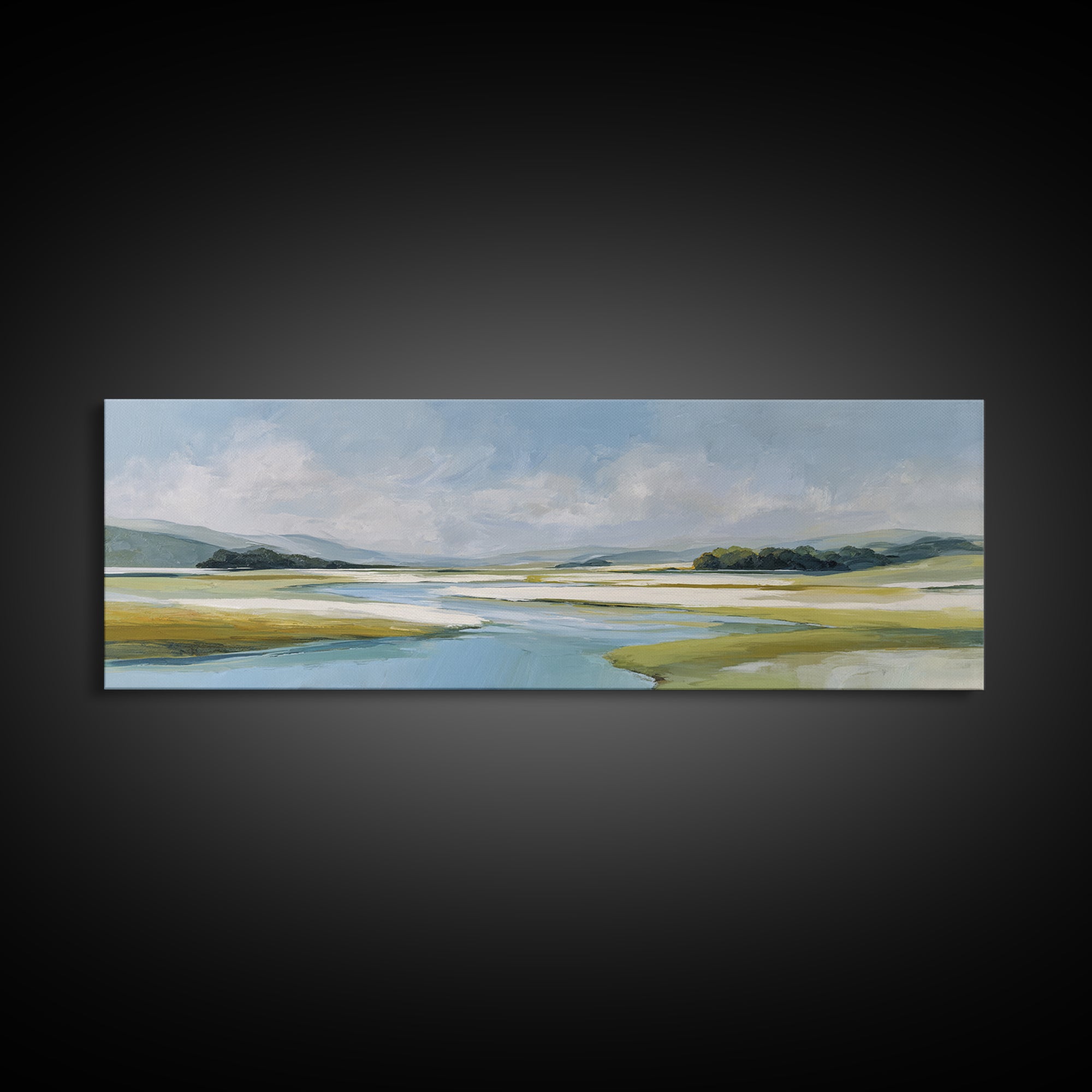 Blue Heron in Quiet Marsh Canvas Print, Waiting Room Art, Modern Decor, Waiting Room Decor, Abstract Art, Calm, Home Decor, WRA-3x1-100