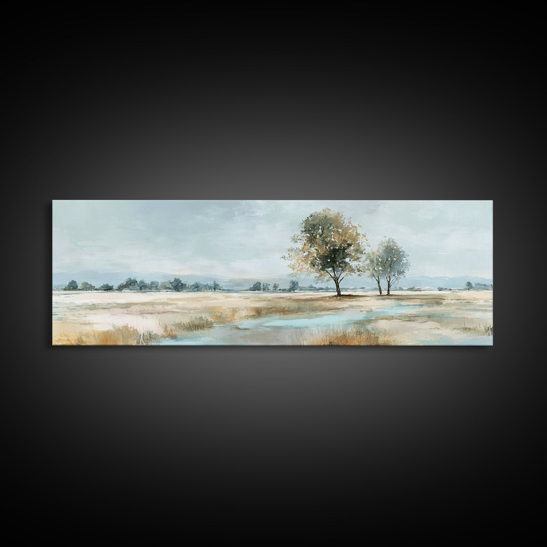 Open Field with Distant Tree Framed Canvas Print, Waiting Room Art, Dental Art, Waiting Room Decor, Fine Art, Calm, WRA-3x1-15